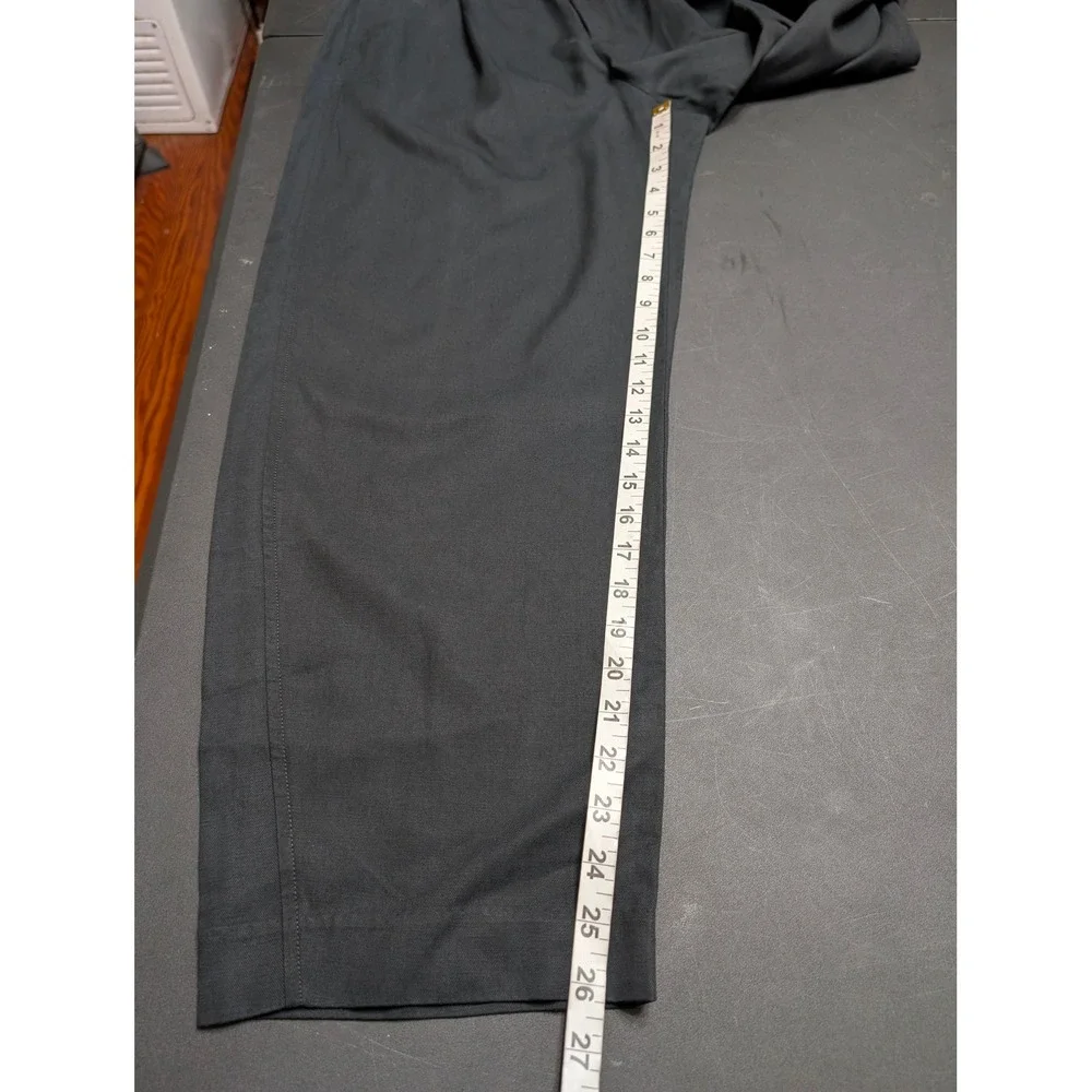 Madewell Barrel-Leg Trouser Pant Black Drapey Twill Lyocell Linen Pleated Size 8